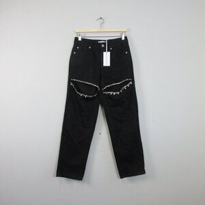 Torn By Ronny Kobo Mariah Jean Women 27 Black Cotton Blend Rhinestone Preppy 682